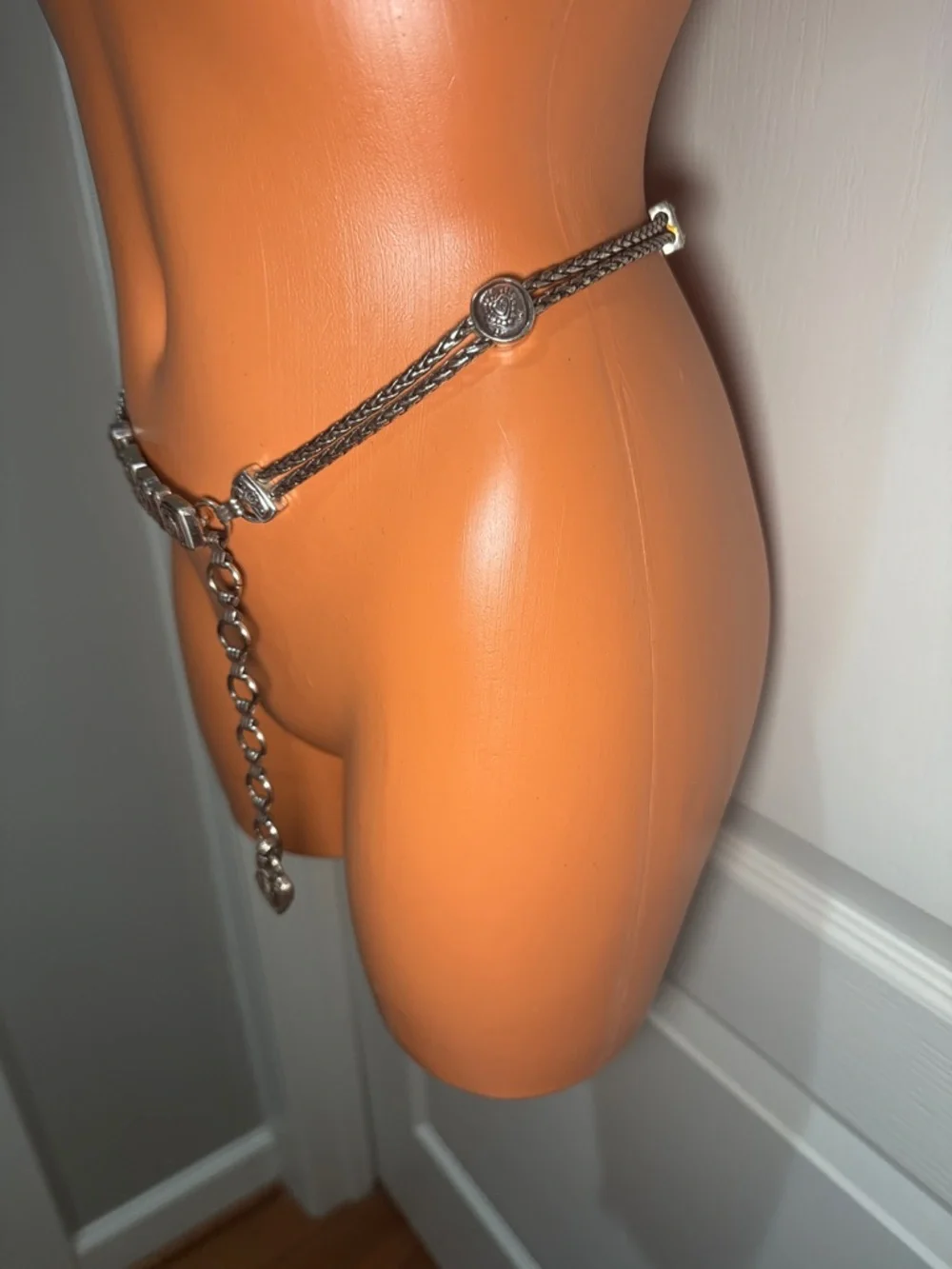 BRIGHTON Metal Charm Chain Belt Adjustable M - L $100 EUC KL